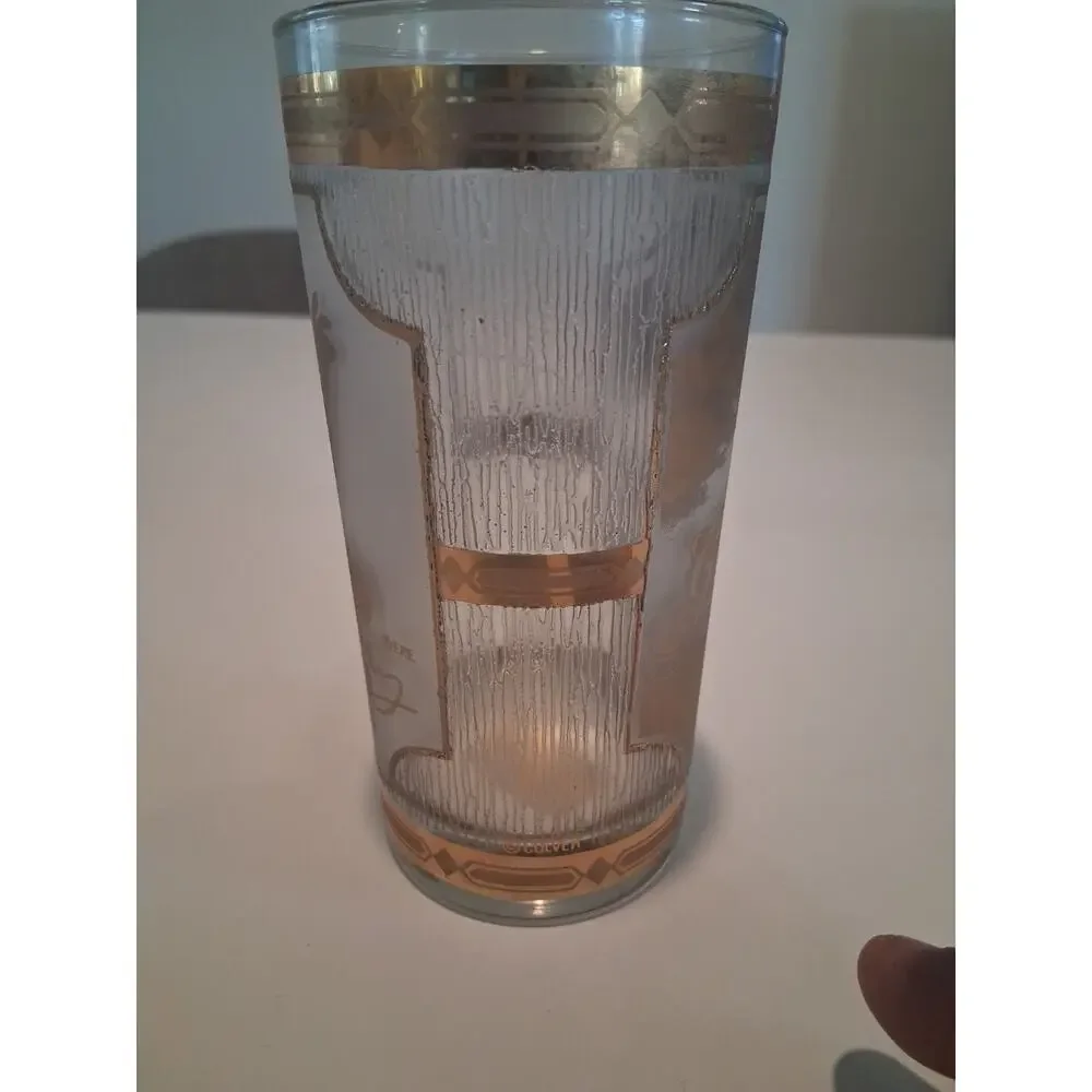 Vtg Culver Elvis Presley Graceland 22K Gold Highball Glass Tumbler 1970s Frosted